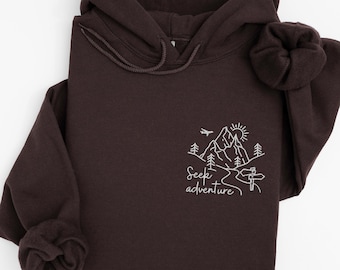 Embroidered Adventure Hoodie: Hiking Camping Sweatshirt