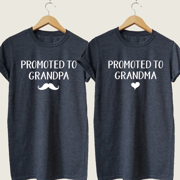 Promoted To Grandma Grandpa Shirt, Pregnancy Baby Announcement Grandparents, Baby Shower New Grandparent Gift Present