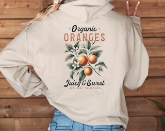 Vintage Botanical Oranges Graphic Hoodie: Retro Fall Clothing