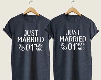 1 Jahr Hochzeitstag Shirts für Paare, Geschenk zum ersten Jahrestag für Ehemann Frau, lustige T-Shirts zum ersten Jahrestag