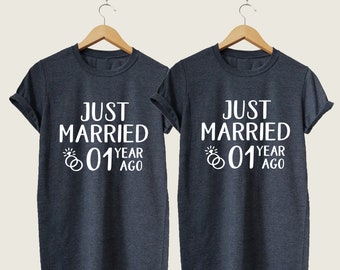 1st 1 Year Wedding Anniversary Shirts for Couples, First Anniversary Gift For Husband Wife, Funny First Yr Anniversary TShirts