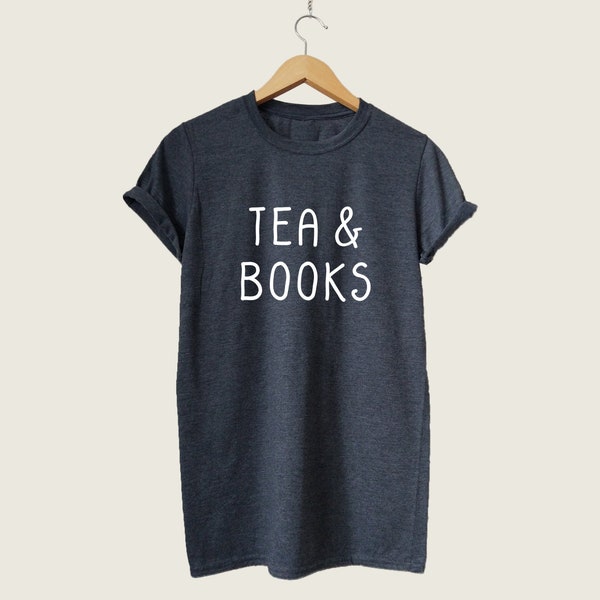 Camisa de té y libros, camisas de regalo para amantes del té unisex y los libros para mujeres, camisetas gráficas para mujeres