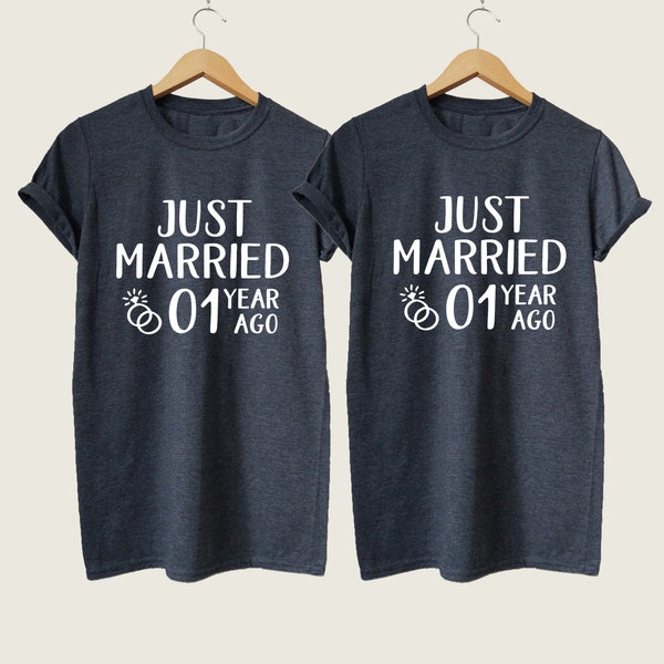 1st 1 Year Wedding Anniversary Shirts for Couples, First Anniversary Gift For Husband Wife, Funny First Yr Anniversary TShirts