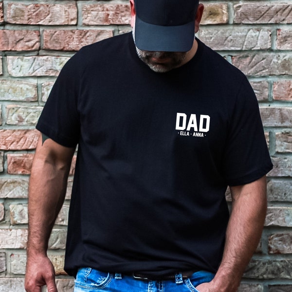 T Shirt Fathers Day, Personalised Gift for Dad with Kid Name, Vatertag Geschenk Personalisiert TShirt,