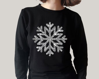 Glitter Snowflake Crewneck Sweatshirt: Women's Christmas Sweater