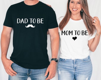 T-Shirt Dad Mom To Be, Schwangerschaft Verkunden Papa Mama, Babyparty Baby Announcement To Husband Wife Couple Gift, Cute Maternity Clothing