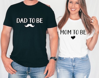 Mom and Dad To Be Matching Cotton T-Shirt Set: Pregnancy Announcement