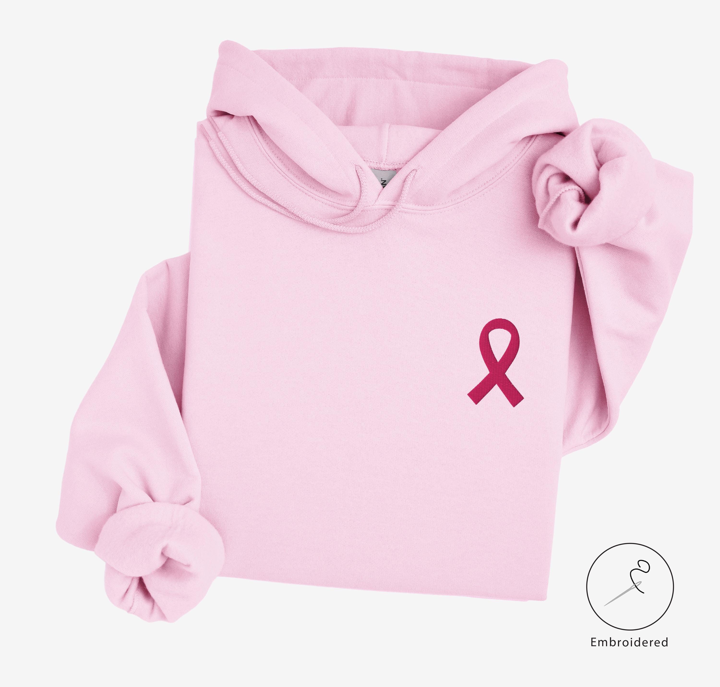 Embroidered Pink Ribbon Hoodie: Breast Cancer Awareness Gift - Etsy