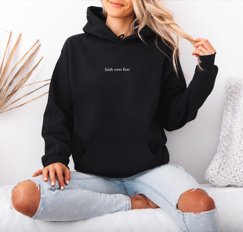 Black Christian Hoodie Faith over fear