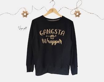 Sweat-shirt de Noël, vêtements d’hiver, mode de vacances, sweat-shirts à texte doré, cadeaux amusants pour elle