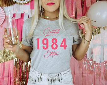 40th Birthday Shirt, 1984 Limited Edition TShirt, 40 Birthday Gifts for Her, Pink 1984 Graphic Tee for Women