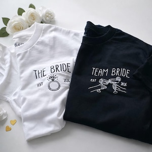 Gesticktes Team Braut 2026 Shirt, EVJF T-Shirt, JGA Shirt, Junggesellinnenabschied Geschenke, Brautgruppe Hen Do T-Shirts, Hochzeitsgeschenk Braut