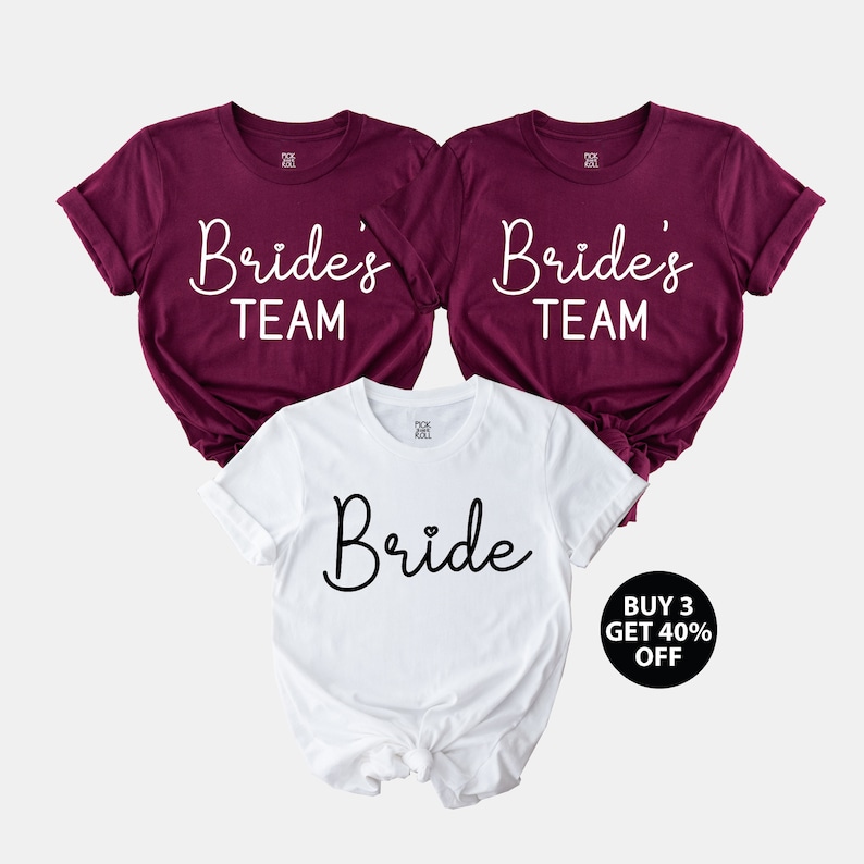 Junggesellinnen-Party-Shirts, Team-T-Shirt der Braut, Team Bride Squad Tribe Junggesellinnen-Party-T-Shirt, Brautjungfern-Antragsgeschenke, Hochzeit Bild 2