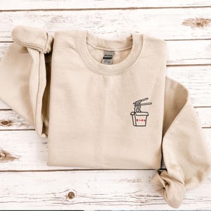 Embroidered Sweatshirt Ramen Noodle, Noodles Lover Gift, Embroidered Sweatshirt Anime, Japanese Sweater, Spaghetti Asian Food Sweat Shirt,