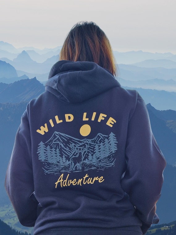 Unisex Hoodie Wild Life Adventure, Hiking Hoodie,  Wildlife Sweatshirt, Mountain Camping Sweater, Outdoors Hoodie for Men and Women
