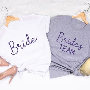 Team Bride TShirt, Bachelorette Party Shirt, JGA Jungesellinnenabschy T shirt, Purple Wedding Bachelorette Hen Group Tees, Bridesmaid Gift