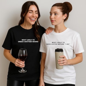 Personalised Bachelorette Shirts, JGA Frauen Shirt Most Likely To, Funny Wedding Gift for Bride, Jungesellinnenabschied, Evjf T-Shirt,