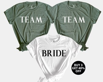Camicia da sposa Team, Bomboniera per l'addio al nubilato, JGA TShirt junggesellinnenabschy, T-shirt minimaliste Boho Wedding Group, Abiti da sposa Team