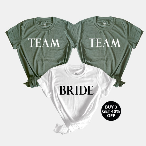 Team Bride Shirt, Bachelorette Party Favor, JGA TShirt junggesellinnenabschy, Minimalist Boho Wedding Group T-shirts, Team Bride Robes