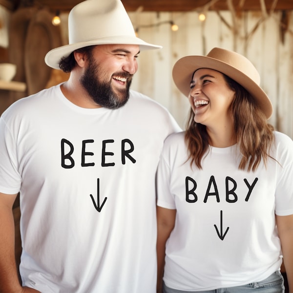 Tshirt Pregnancy Announcement To Husband, Schwangerschaft Funny Maternity Clothes for Photo Shoot, Expecting Parents Gift, Baby Beer T Shirt