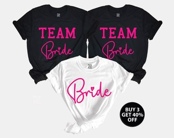 Team Braut Shirt, Neon Pink Junggesellinnenabschied, JGA Jungesellinnenabschy, Addio Al Nubilato, Bride Hen Group TShirt