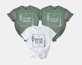Chemises EVJF, mariée de l'équipe, cadeaux de demoiselle d'honneur personnalisés avec nom, T-shirt EVJF JGA, demoiselle d'honneur mariée de l'équipe
