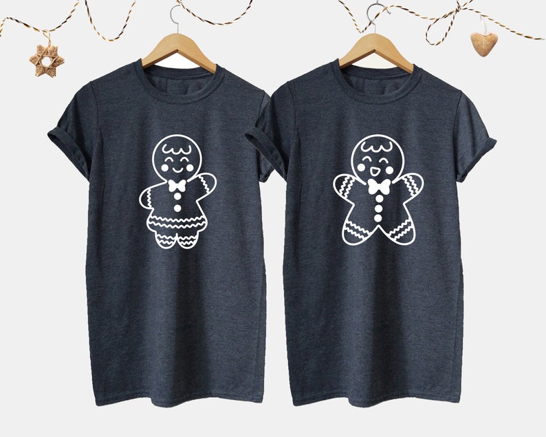 Cute Gingerbread Couple Shirts, Christmas Gift for Boyfriend Girlfriend, Holiday Pajamas for Wife Husband, Christmas Outfit Her Him 