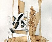 Javadelphia Love Park - Philadelphia Coffee Painting Print - 11in x 17in