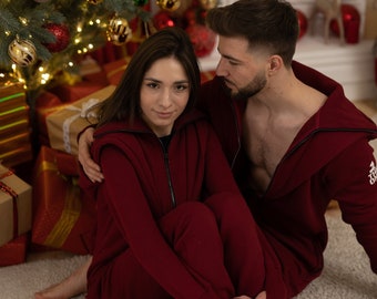 Matching tracksuit, long sleeve jumpsuit, lounge jumpsuit, couple outfit, red jumpsuits for couple