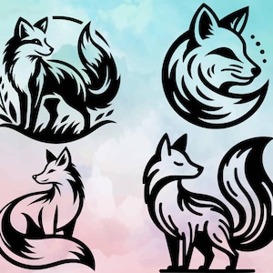 Image vectorielle SVG, renard printanier, Cricut Silhouette coupé fichier Animal de la forêt mignon vinyle gravure laser