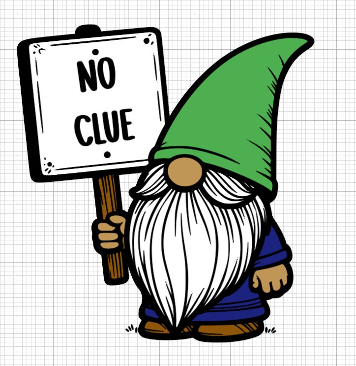 Cute Garden Gnome With Sign SVG File, Outline Cricut