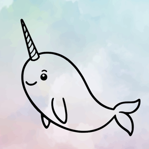 Cute Narwhal SVG, Unicorn Whale, Baby Shower, Cricut, Cut File, Cute,Shirt,Birthday,PNG,Kid,Vinyl,Silhouette,Instant download