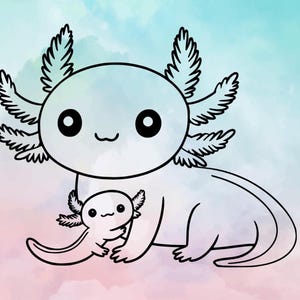 Parent and child Axolotl, mother&#39;s day Father&#39;s Day oultine layered SVG for many crafting purposes Cricut Silhouette cut file