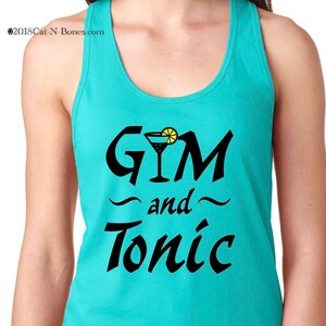 Gym and Tonic, Ladies Fitness Tank Top, Women’s Workout Clothes, Women’s Gym Tank, Womens Running Gym Workout Tank Tops, Funny Fitness Gift