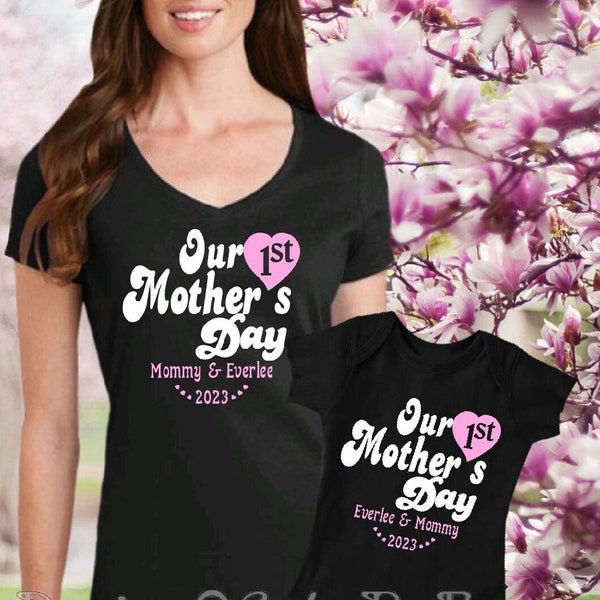 Our First Mother’s Day Shirt, 1st Mother’s Day, Mother’s Day Gift, Personalized, Mother’s Day Gift Daughter, Gift Wife, Matching Mother Baby