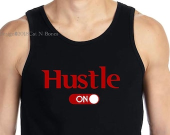 Men’s Workout Tank, Mens Workout Tees,  Hustle Mode On, Men’s Hustle Tee, Men’s Graphic Tees, Men’s Graphic Shirts, Men’s Tanks, Mens Gifts