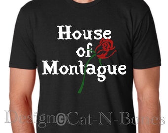 Men’s Graphic T-Shirt “House of Montague” Red T-Shirt, Mens Graphic Tees, Mens Gift, Mens Birthday Gift, Shakespeare Lovers, Theatrical Gift