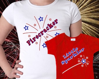 4th of July Sibling Shirts, 4th of July Sister Shirts, Firecracker Shirt, Sparkler Shirt, Matching 4th fo July Shirts, Matching Sibling Tees