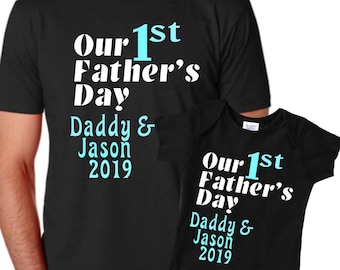 Our First Father’s Day, 1st Father’s Day, First Father’s Day Gift, Personalized, Gift For New Dad, Matching, Daddy Baby Shirts, Daddy and Me