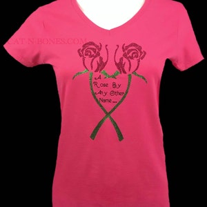 Women&#39;s Graphic T-Shirt “A Rose By Any Other Name” Pink T-Shirt, Womens Graphic Tees, Gift Women, Birthday Gift, Shakespeare Lovers, Theater