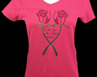 Women's Graphic T-Shirt “A Rose By Any Other Name” Pink T-Shirt, Womens Graphic Tees, Gift Women, Birthday Gift, Shakespeare Lovers, Theater