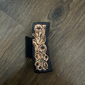 Tooled leather Claw Clip