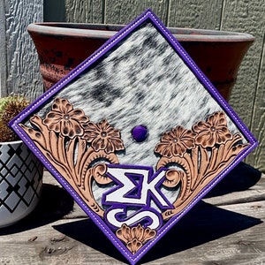 Tooled Leather Graduation Cap