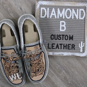Men/Women Tooled Leather Hey Dudes