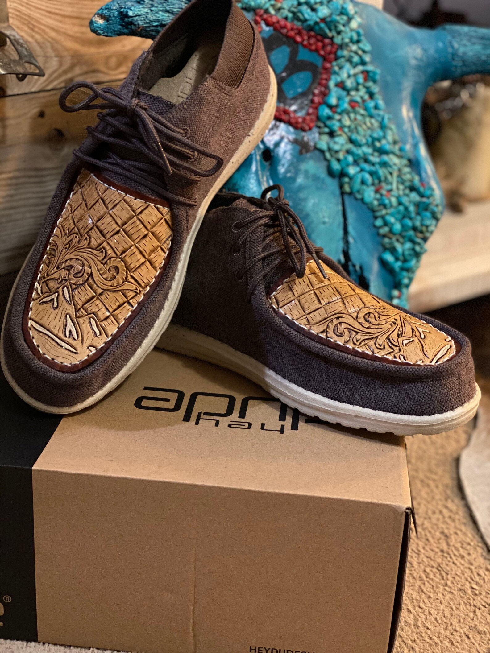 Mens Custom Tooled Leather Hey Dudes Etsy