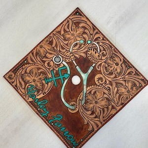 Tooled Leather Graduation Cap
