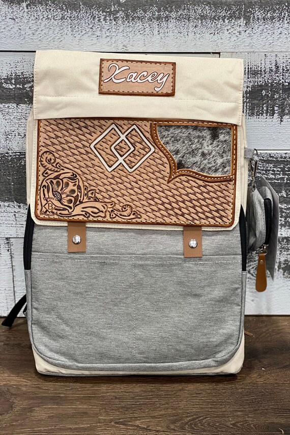 Diaper Backpack With Custom Patches And Long Fringe Rockin