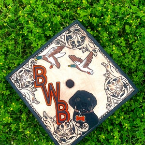 Tooled Leather Graduation Cap