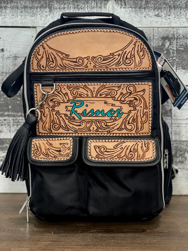 Custom Tooled Leather Itzy Ritzy Diaper Bag image 1