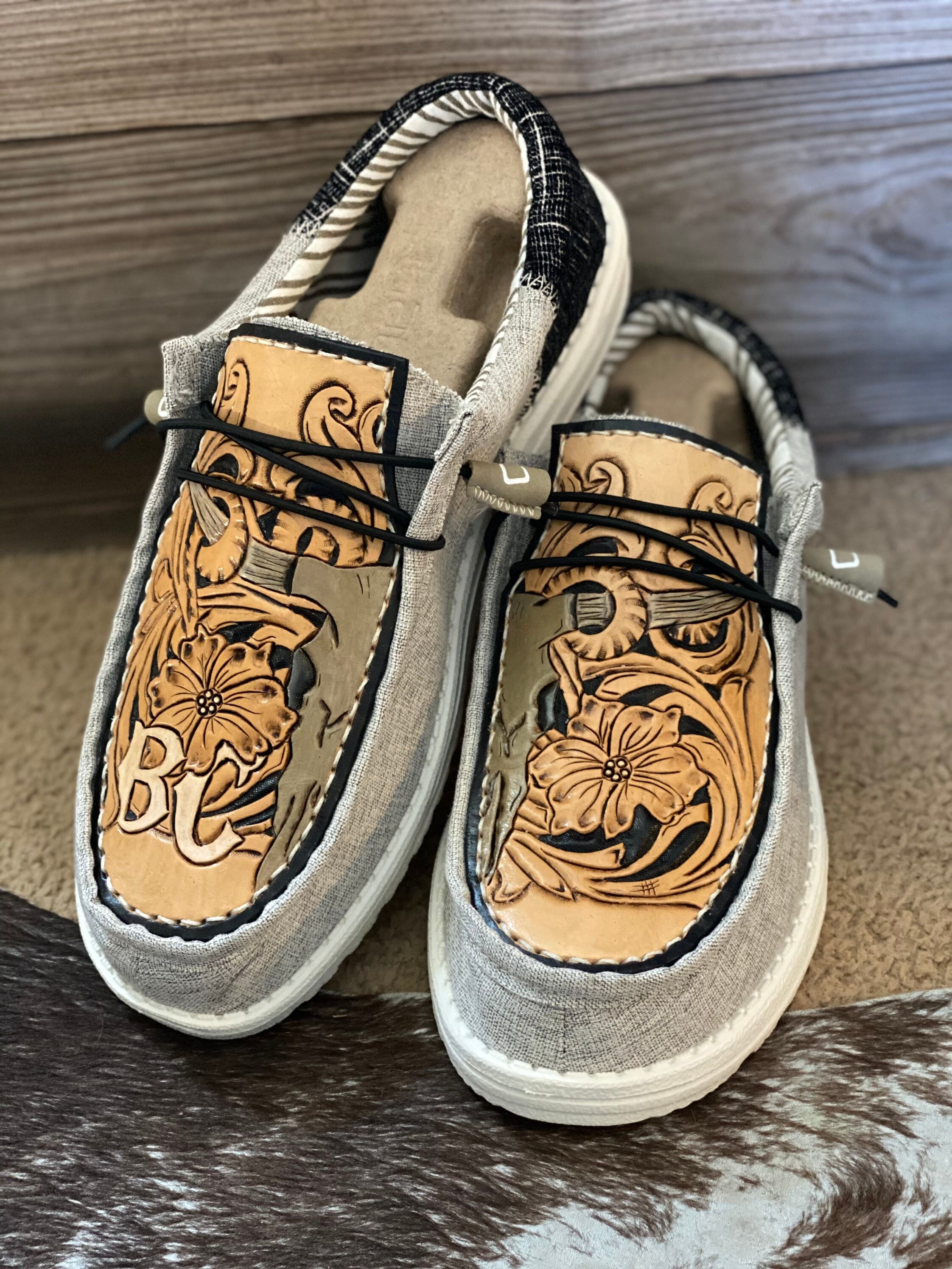 Men/Women Tooled Leather Hey Dudes | Etsy